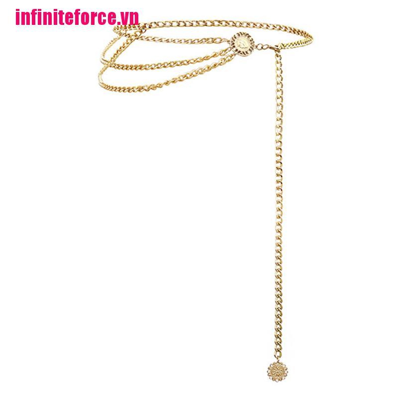 Charms Thắt Lưng Dây Xích Kim Loại Thời Trang Cho Nữ