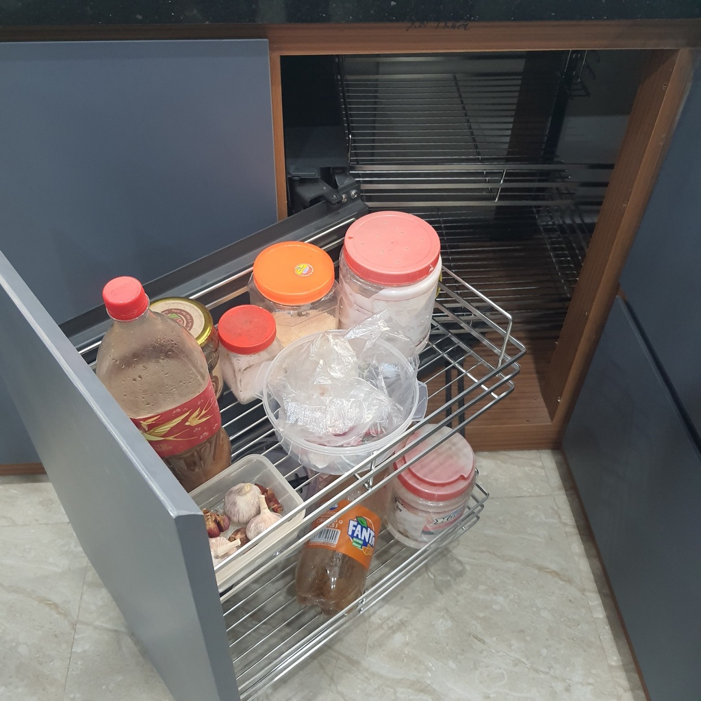 Kệ Góc Liên Hoàn Tủ Bếp TAKI Nan Dẹt Inox Không Gỉ 304 - Bảo Hành Vĩnh Viễn -  Có Thợ Lắp Đặt