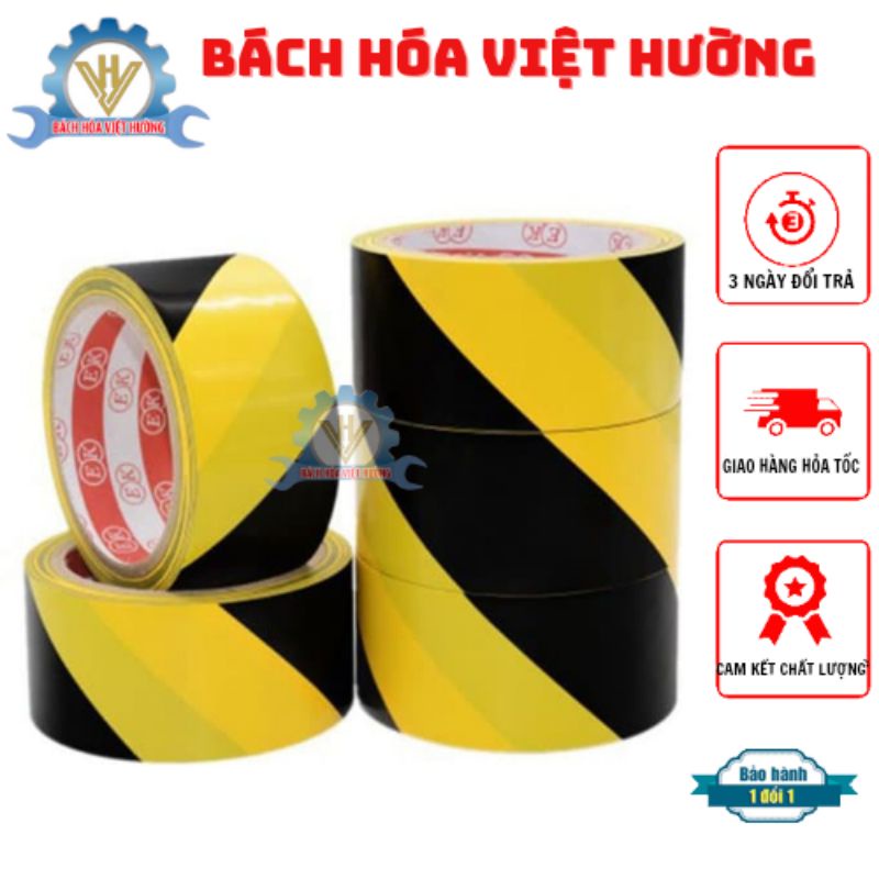 Băng dính dán nền, dán sàn cảnh báo, phân luồng sọc vàng đen khổ 4.8cm giá rẻ - Bách Hóa Việt Hường