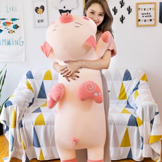 Gấu bông heo ,gối ôm heo hồng , lợn bông thiên thần chất liệu vải nhung co dãn 4 chiều