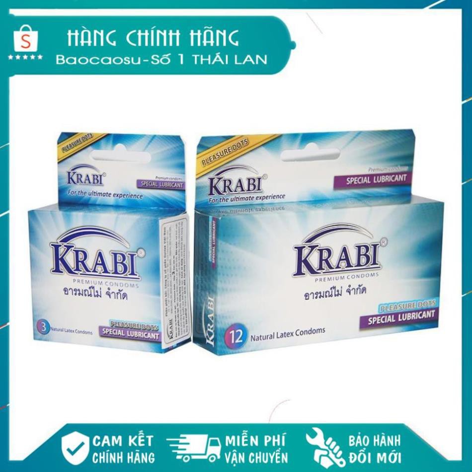 [CHE TÊN SP] [ TRƠN HƠN - NHIỀU GAI HƠN] Bao cao su Krabi có gai | Pleasure Dots Krabi Premium Condoms
