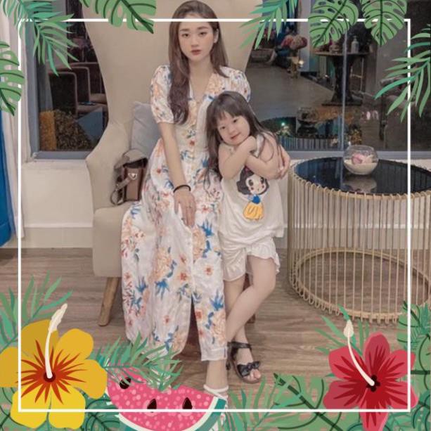 [ 𝐅𝐑𝐄𝐄 𝐒𝐇𝐈𝐏 ] Váy hoa tay bồng Chất liệu đũi cao cấp