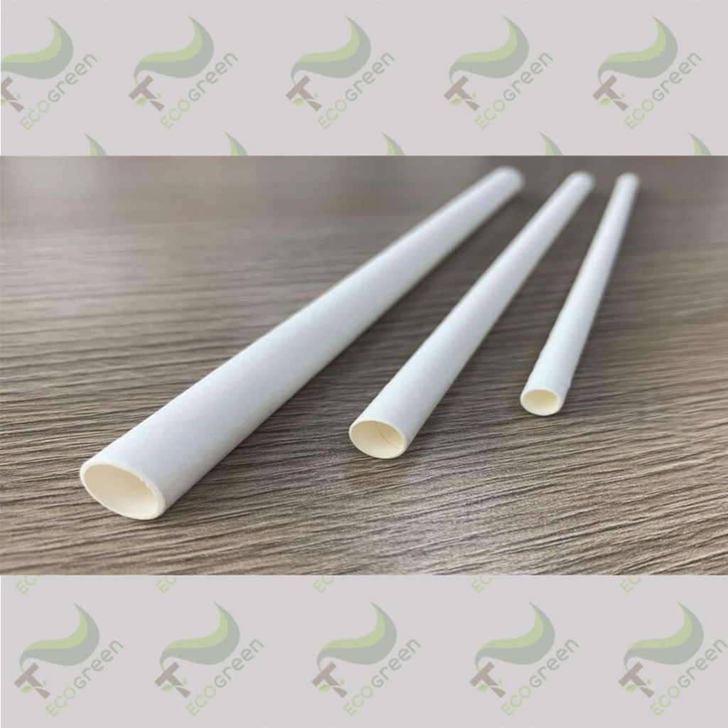 Ống Hút Giấy TRẮNG Dùng 1 Lần Đủ Size 6,8,12mm Thân Thiện, An Toàn Với Môi Trường - T2ECOGREEN