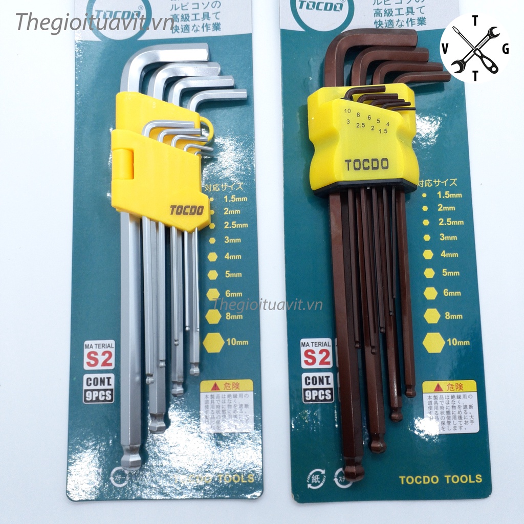 Bộ lục giác đầu bi, hoa khế TOCDO 9 chi tiết 1.5 - 10mm
