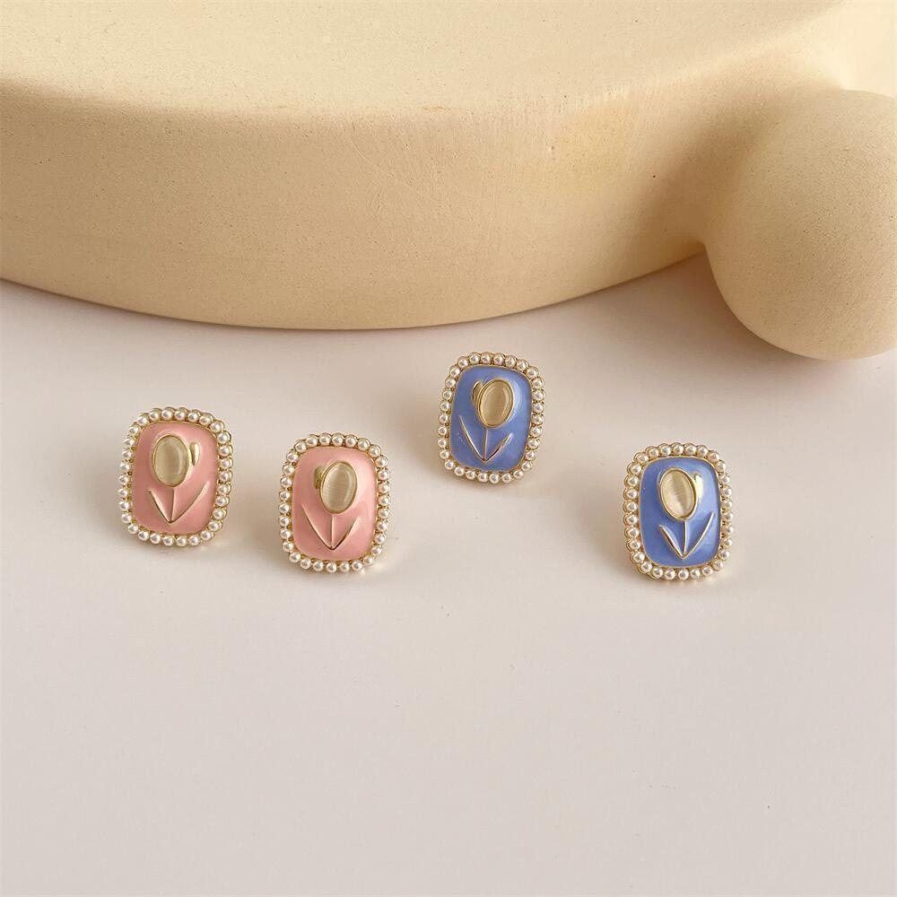 Bông Tai Hình Hoa Tulip Phong Cách Vintage Ngọt Ngào Cho Nữ