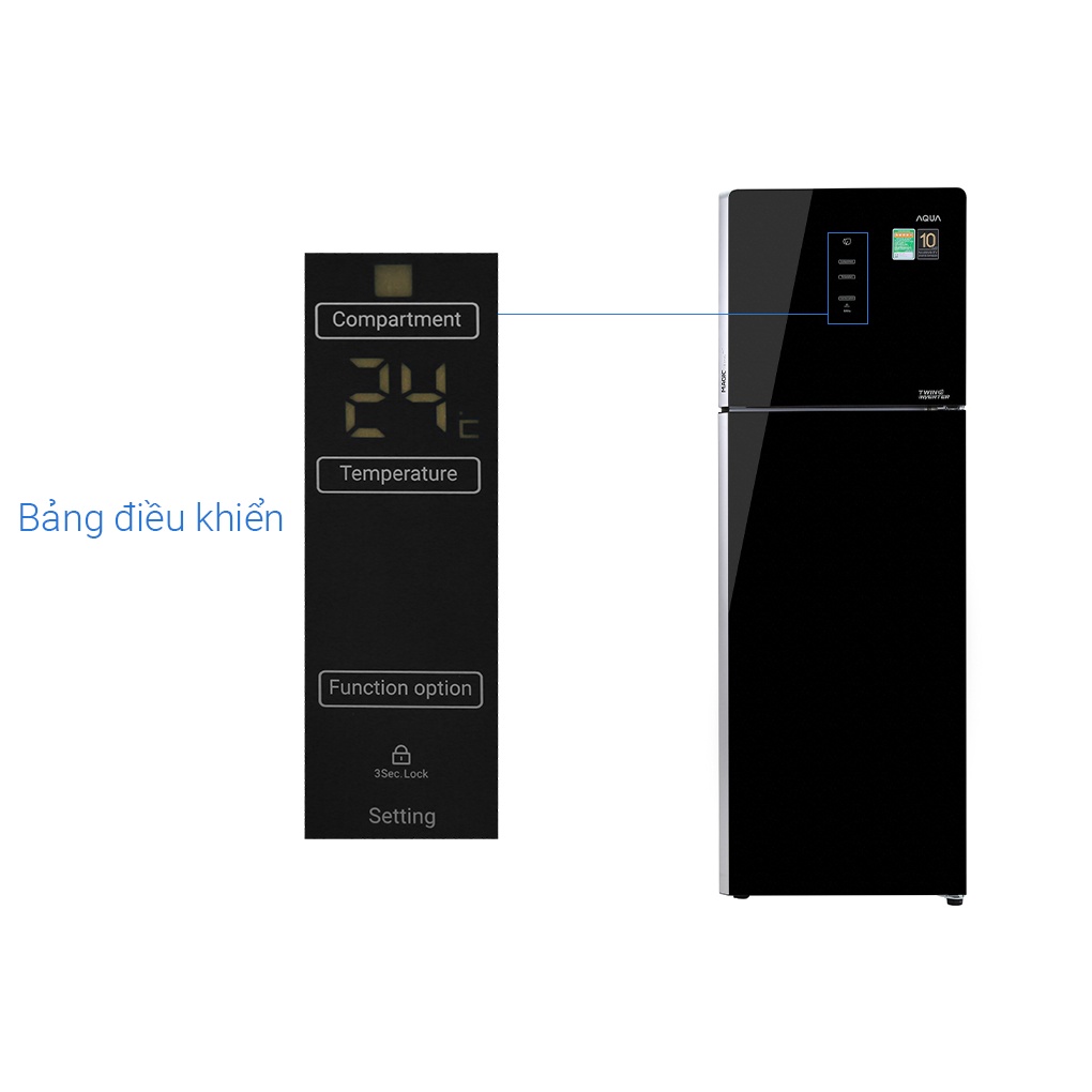 [AQUA T359MA] Tủ lạnh Inverter 312 lít Aqua AQR-T359MA(GB) , BẢO HÀNH CHÍNH HÃNG 24 THÁNG