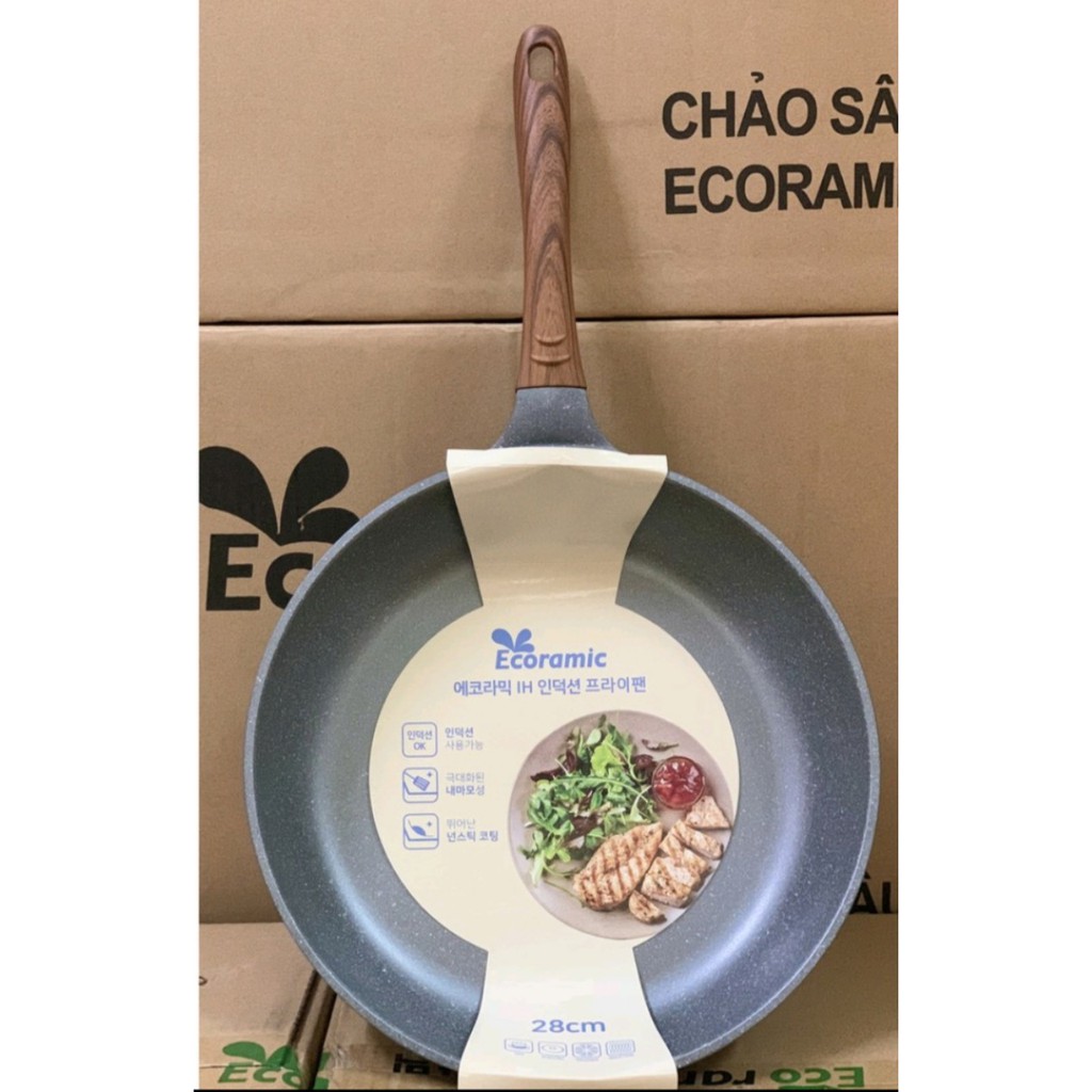 Chảo Đức Vân Đá Sâu Lòng Ecoramic Size 22-24-26-28-32 Cm Đáy Từ.