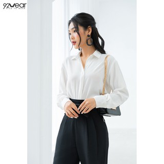 Áo sơ mi nữ dài tay nếp giấu khuy ASW0959 92WEAR