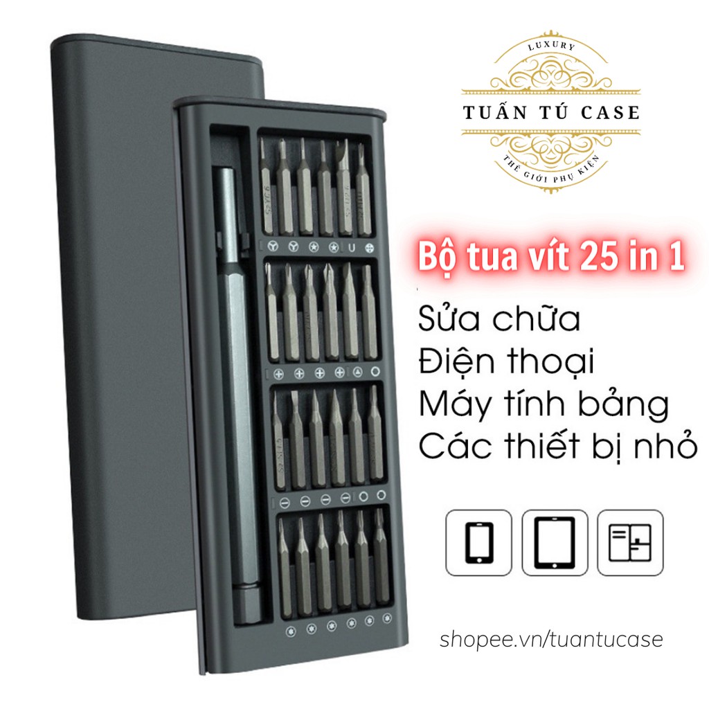 Bộ tua vít đa năng 24 đầu chất liệu thép từ tính cao cấp không gỉ sửa chữa máy móc, điện tử cỡ nhỏ