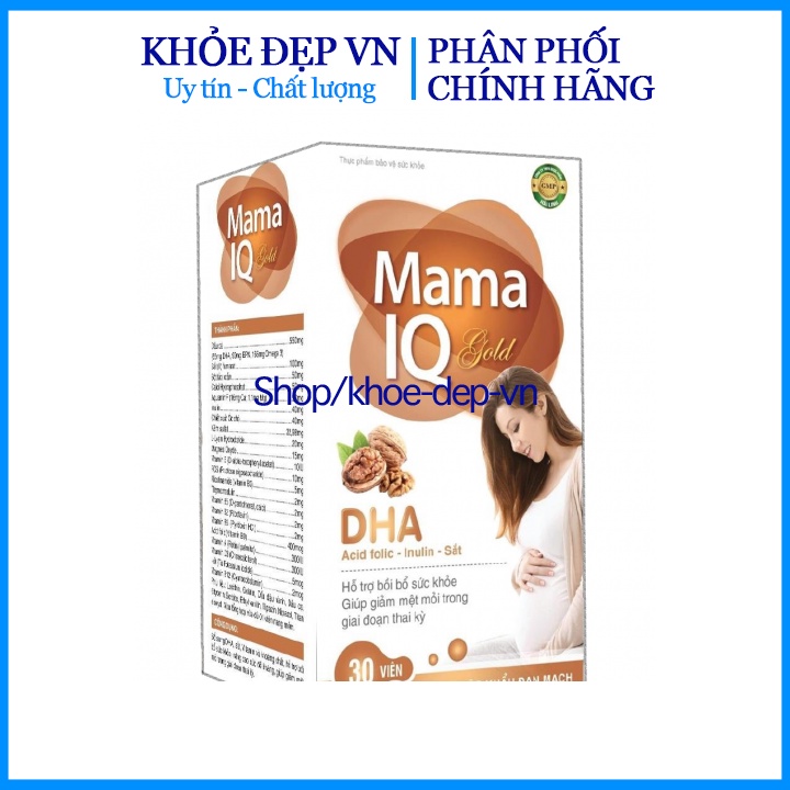 Viên uống Mama  IQ Gold bổ sung DHA, acid folic, sắt, vitamin cho bà bầu giúp bồi bổ sức khỏe - hộp 30 viên