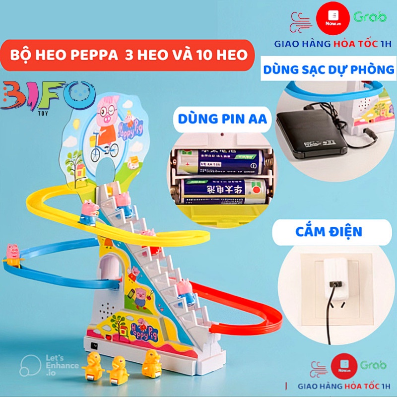 Đồ chơi vịt leo thang, Poli, heo Peppa, khủng long leo cầu thang có đèn có nhạc cho bé vui chơi
