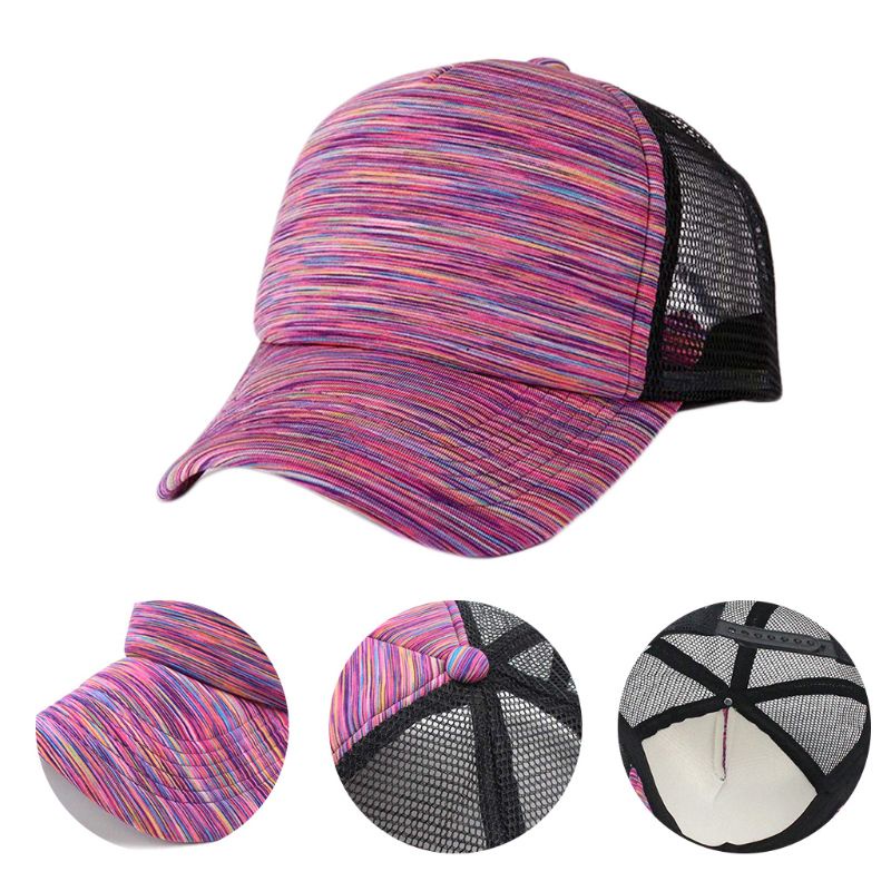 Mũ Lưỡi Trai Phối Lưới Kẻ Sọc Nhiều Màu Thời Trang Mùa Hè Cho Nam Và Nữ