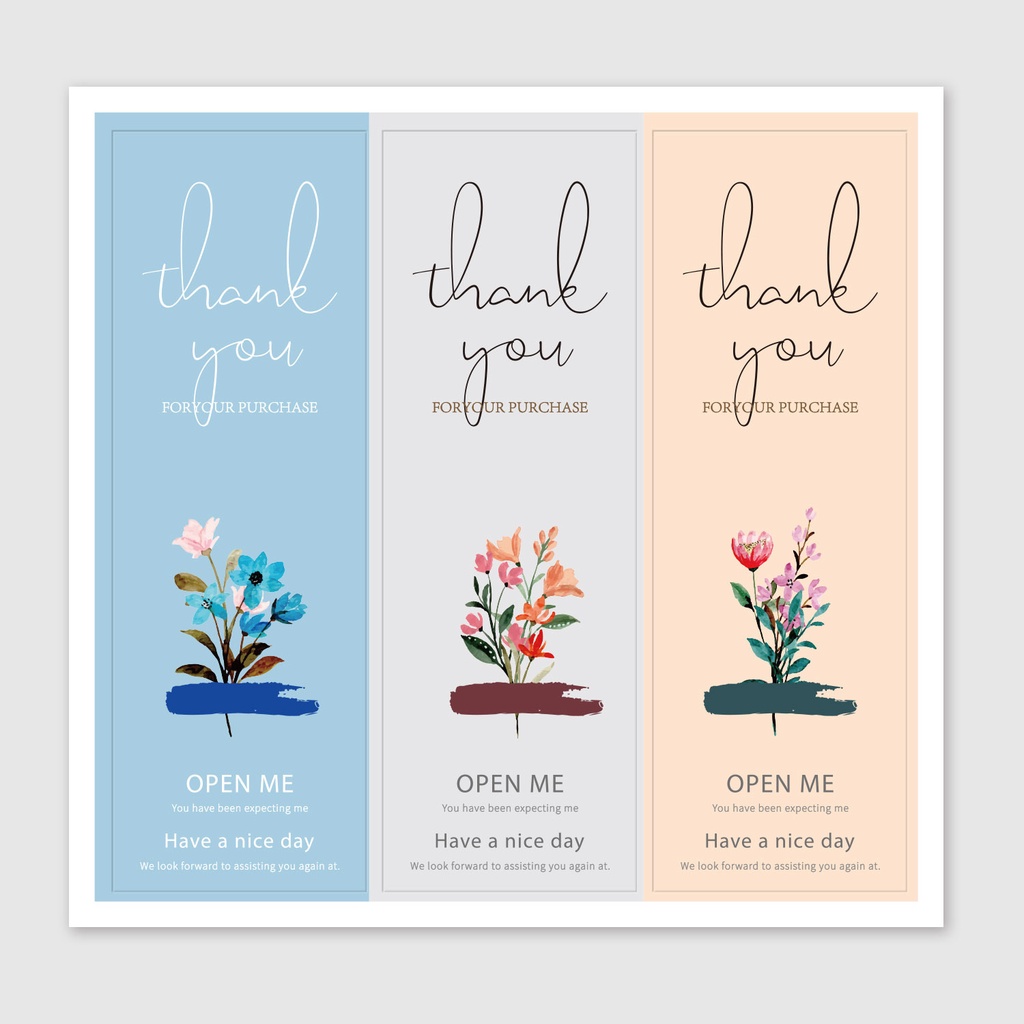 Tem cảm ơn, nhãn dán thank you, tem niêm phong thiết kế hoa lá đáng yêu