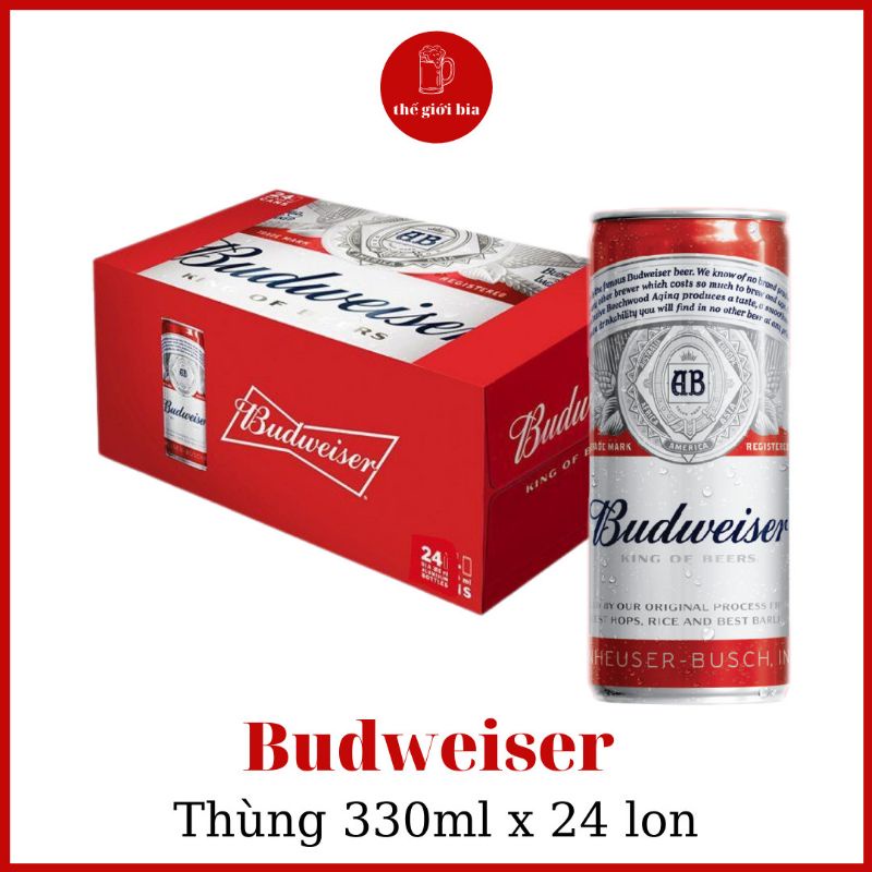Bia Budweiser 330ML x 24 lon | Mẫu lon mới chính hãng