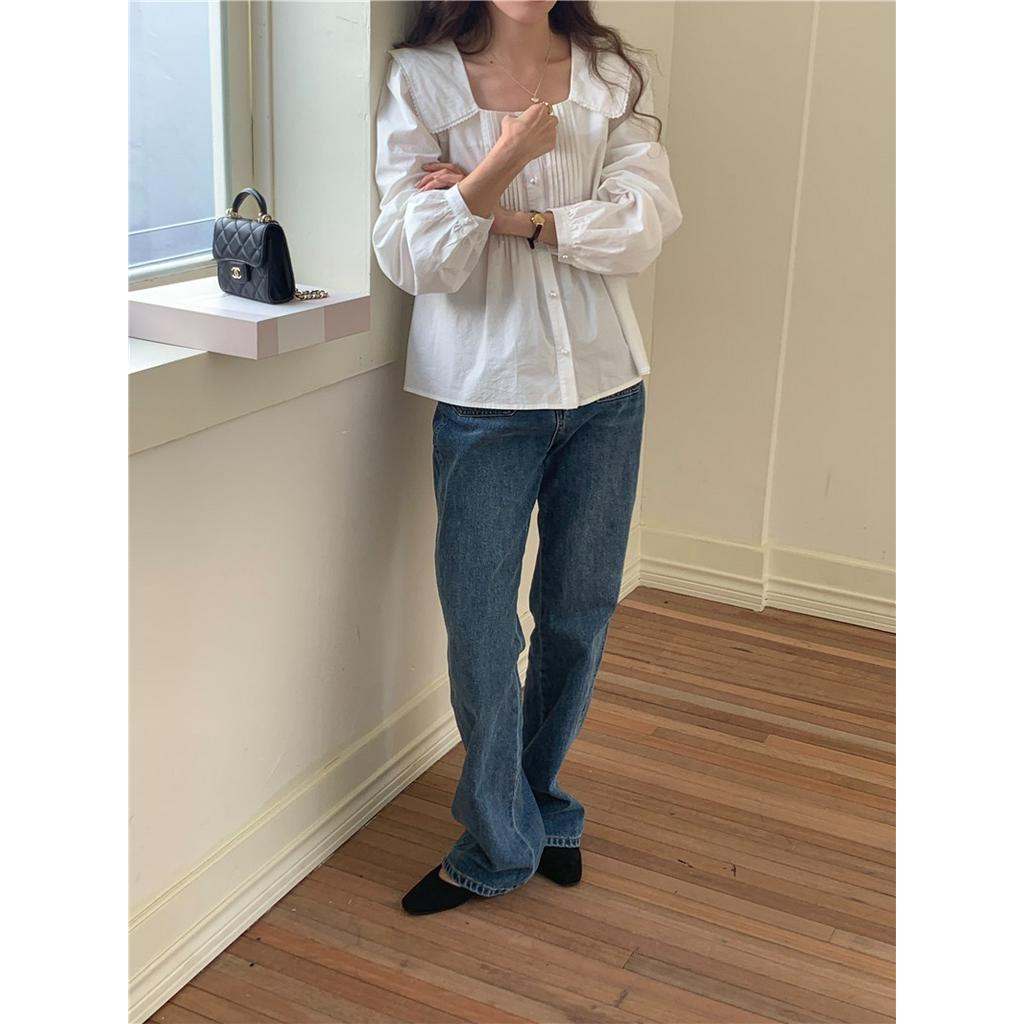 Áo Sơ Mi Cổ MảNh Tay DàI PhốI Ren Phong CáCh Pháp 56644