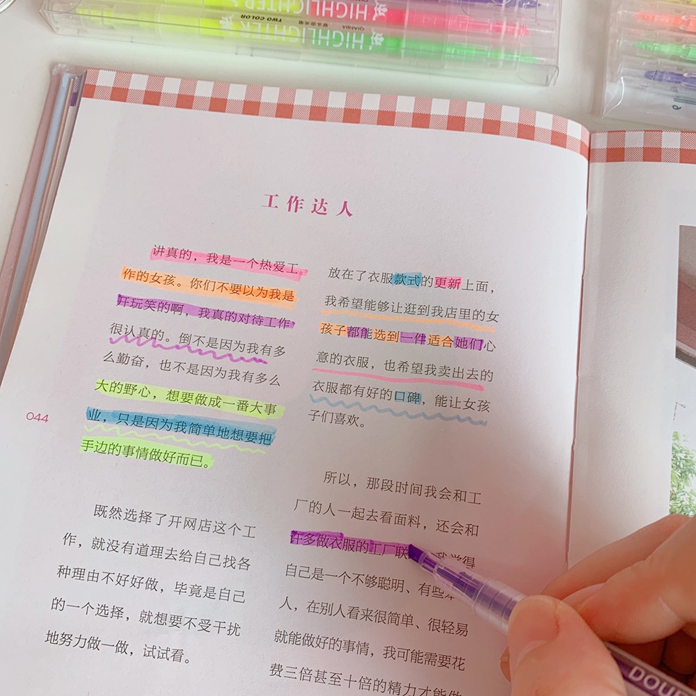 Bộ 3 bút highlight dạ quang 2 đầu 6 màu sắc đánh dấu xinh xắn