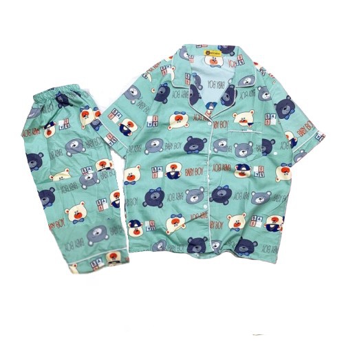 Set Bộ Pijama Lửng Kate Nữ Bộ Ngủ Áo Sơ Mi Thun Cộc Tay Quần Ngố