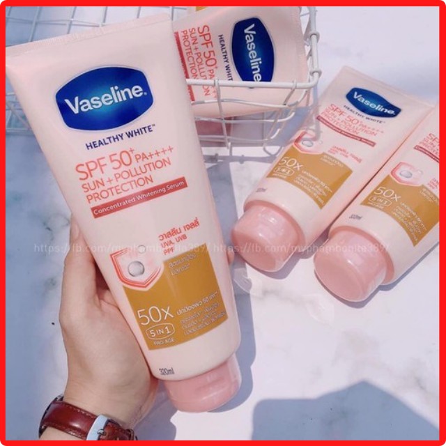 Kem/Sữa Dưỡng Thể Trắng Da Chống Nắng Vaseline HEALTHY WHITE SPF50+ PA++++ 50x – Tuýp 320ml