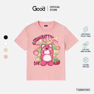 Áo Baby Tee THE GOOD "Tulip Strawberry", Áo Phông Form Fit Chất Liệu Cotton Co Giãn Họa Tiết Gấu, Hoa Tulip