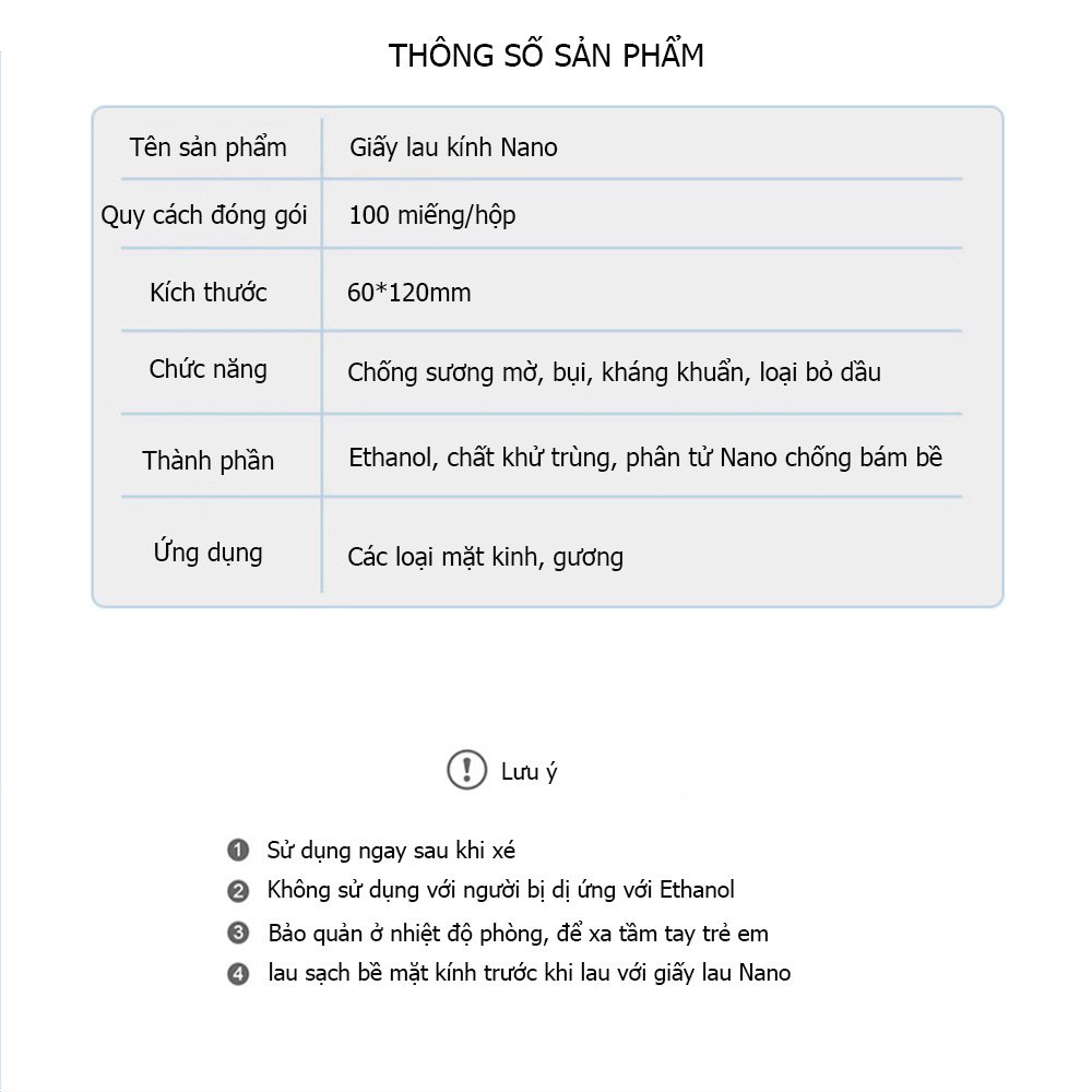 Khăn lau kính Nano chống bám hơi nước, lau sạch nhờn vân tay bụi bẩn trên mắt kính, điện thoại (2 miếng size 6x12cm)