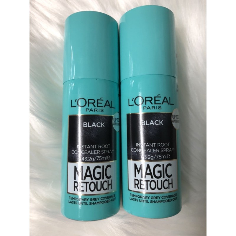 Xịt nhuộm tóc phủ bạc tạm thời L'Oreal Paris Magic Retouch Temporary Root Concealer Spray - Black.Hàng Pháp