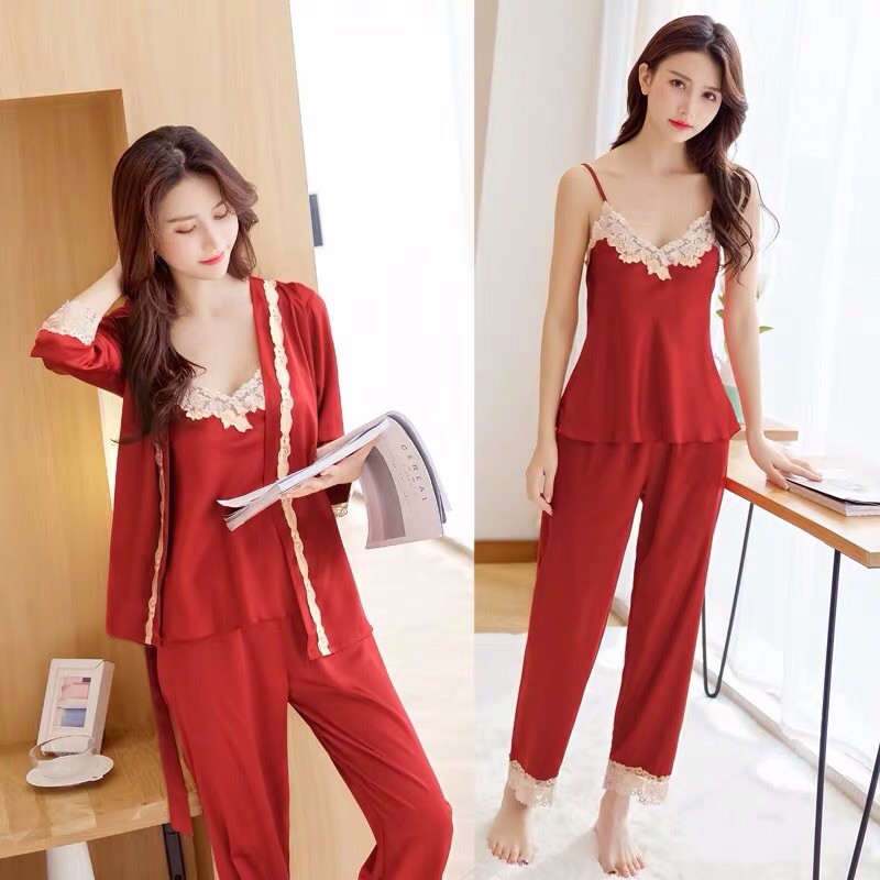 Áo Choàng Ngủ KIMONO Lụa Satin Cao Cấp - Bộ Ngủ Sexy 2 Dây | BigBuy360 - bigbuy360.vn