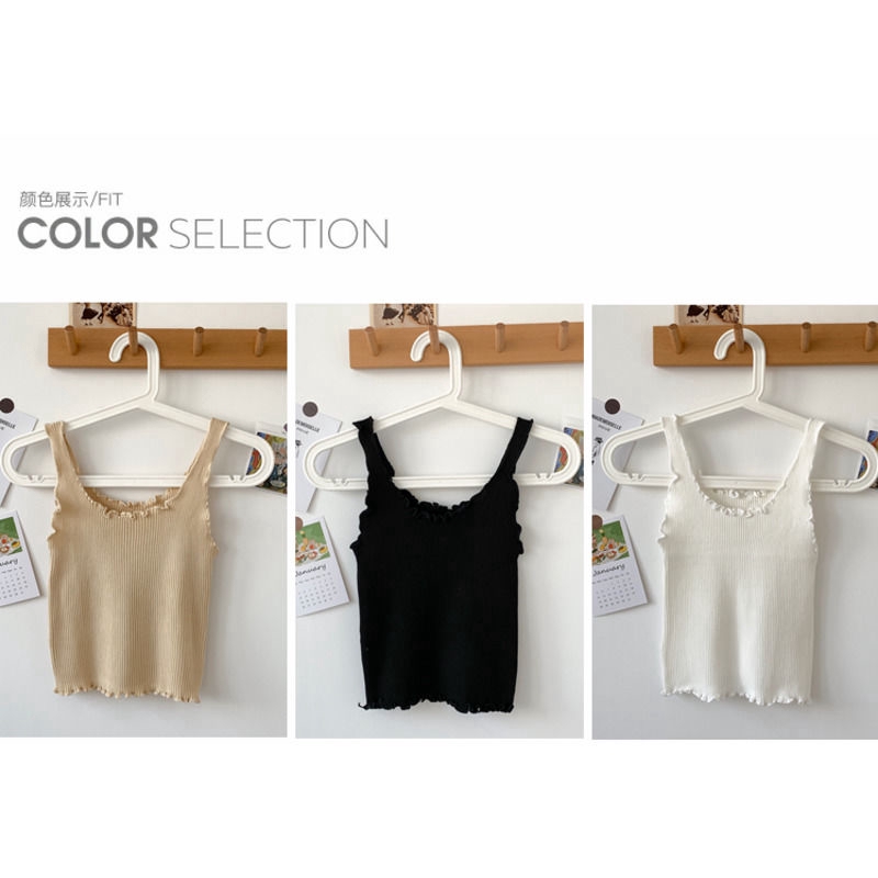 Áo Croptop Sát Nách Viền Gợn Sóng Quyến Rũ Cho Nữ