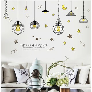 decal tranh dán tường đèn thả light trang trí mới