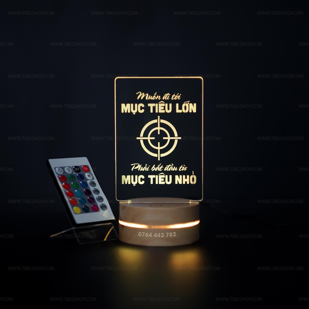 Đèn tạo động lực - TBIG [Muốn đi tới mục tiêu lớn phải bắt đầu từ mục tiêu nhỏ] để bàn trang trí [TRANH TREO CÔNG TY]