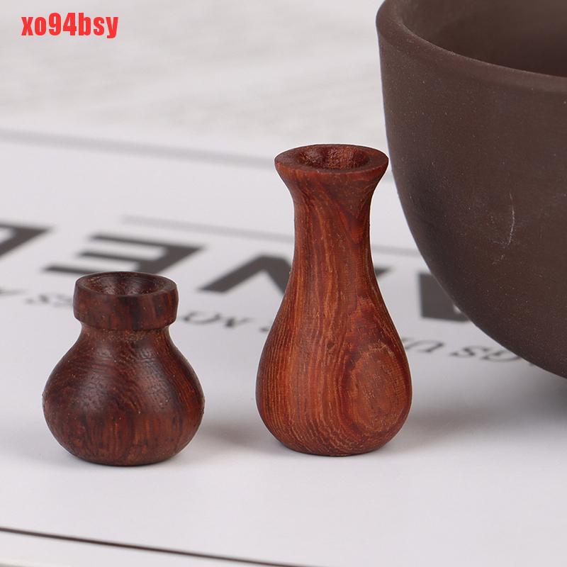 [xo94bsy]1:12 Dollhouse Miniatures Wood Vase Model Doll House Accessories Decorative Toy