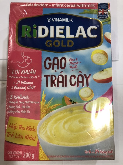 ❤Bột Ăn Dặm RiDIELAC Gold Vị NGỌT- Vị MẶN (7 Vị 200g x 1Hộp Giấy)