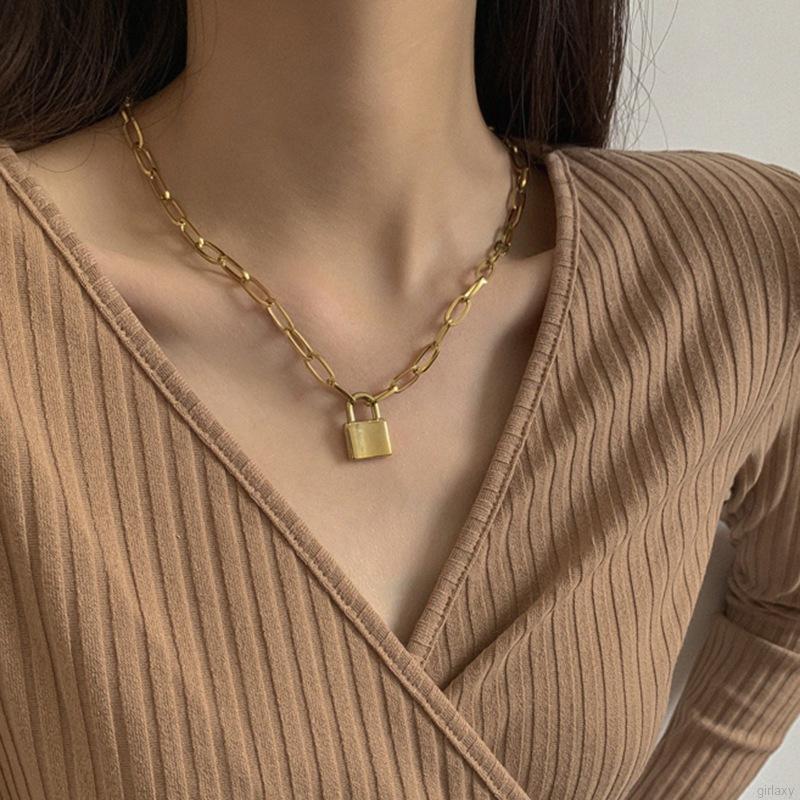 Vòng Cổ Nữ Gắn Mặt Ổ Khóa Đơn Giản Cá Tính Thời Trang