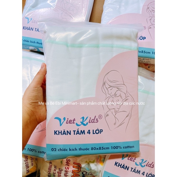 Khăn sữa, khăn tắm vải xô gạc nhật cotton mềm 3 lớp và 4 lớp Viet Kids cao cấp