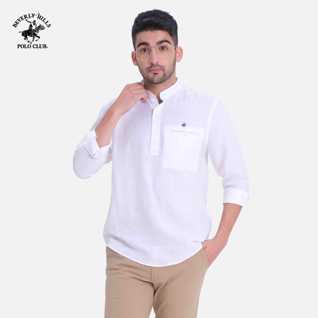 Beverly Hills Polo Club - Áo sơ mi Dài tay Nam Slim Fit Trắng WH- BHPC CMSSS22TL013