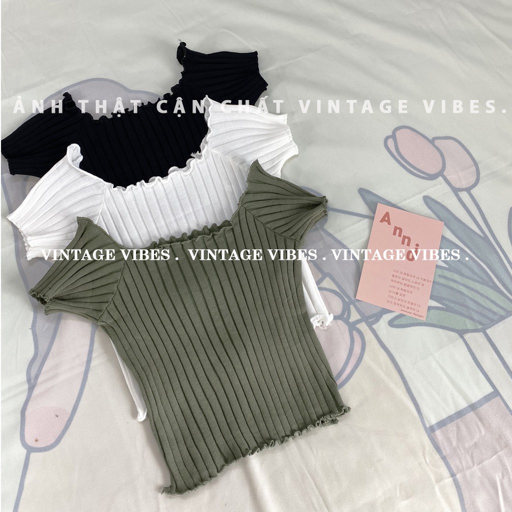 Áo babydoll len trễ vai bánh bèo Ulzzang (hàng QC) - Ảnh thật cận chất 1000%