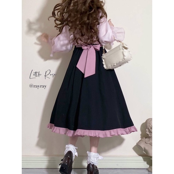 YAS0810-Set áo váy hoa hồng nhỏ