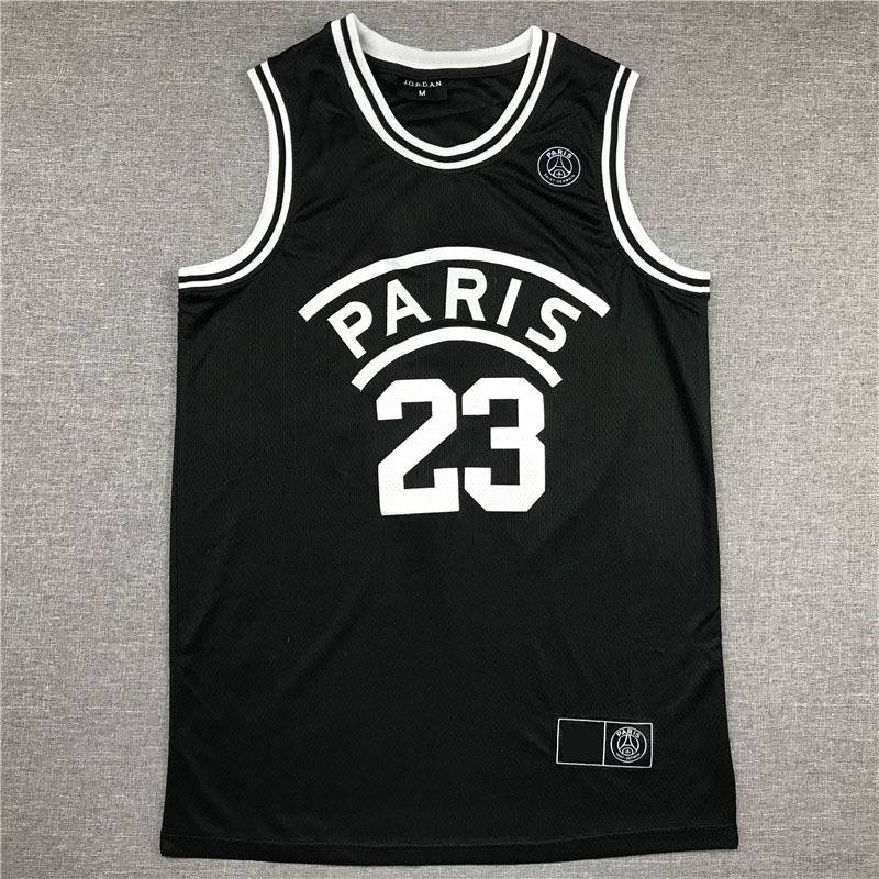 Áo thun thể thao NBA Jersey Chicago Bulls Jordan Paris số 23 màu đen size lớn chất lượng cao