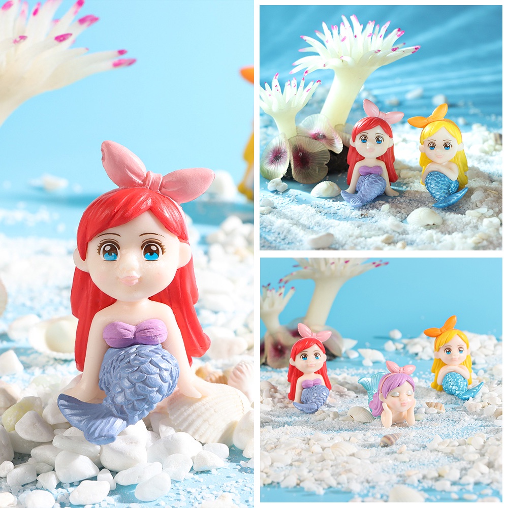 Đồ trang trí Nàng Tiên Cá Thu Nhỏ Nhiều Màu Sắc Dùng Trang Trí Tiểu Cảnh Sân Vườn DIY