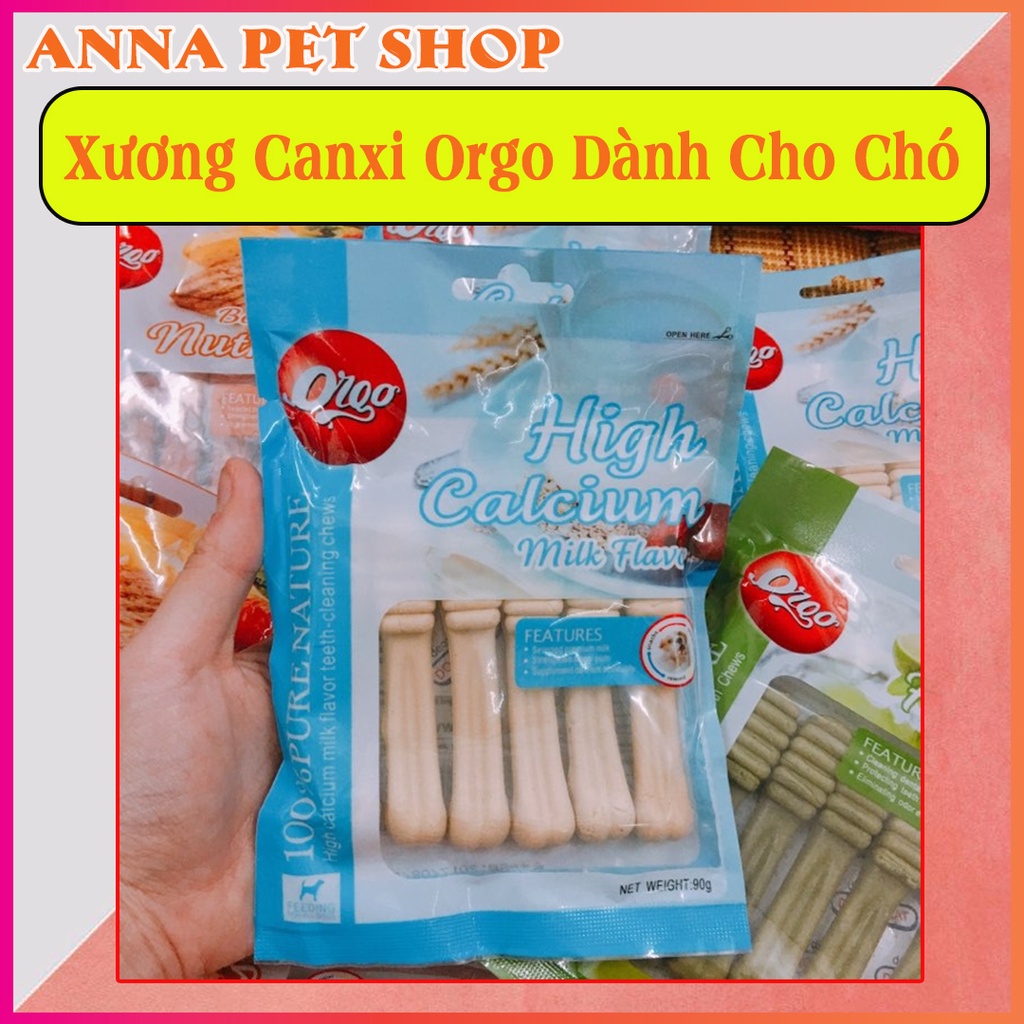 Xương bổ sung canxi orgo cho chó gặm sạch răng - 90gr vị Sữa