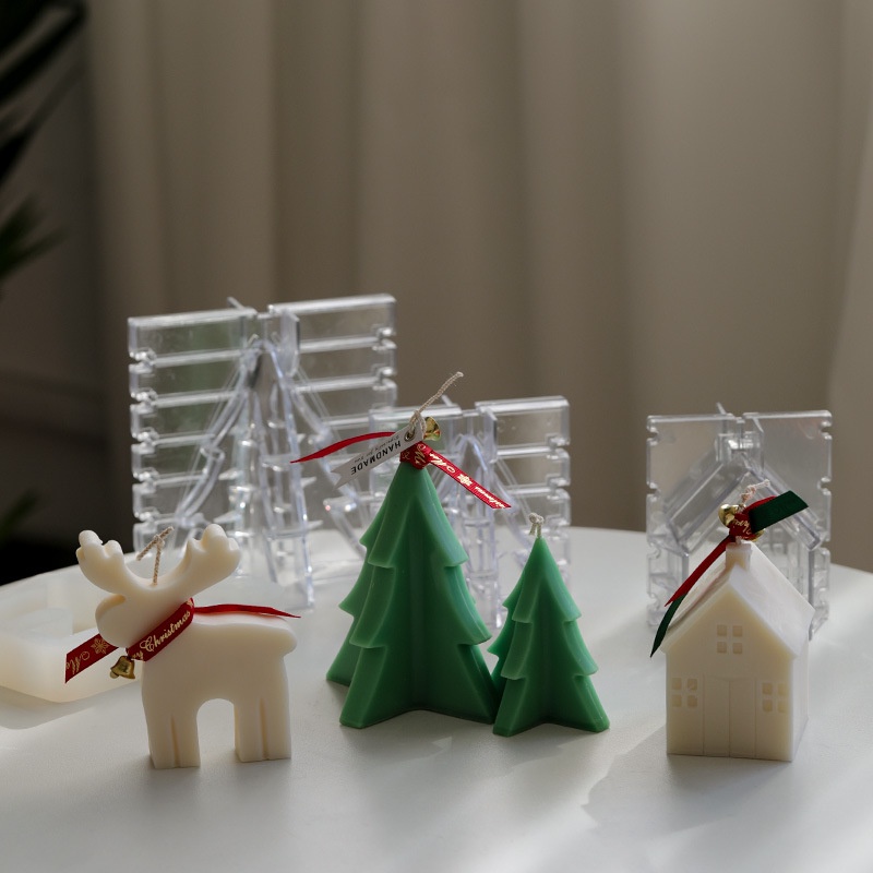 Sanwei Cây Giáng Sinh Nai Sừng Tấm Igloo Nhà Nến Thơm Khuôn Lễ Hội Sáng Tạo Thông DIY Nến Khuôn