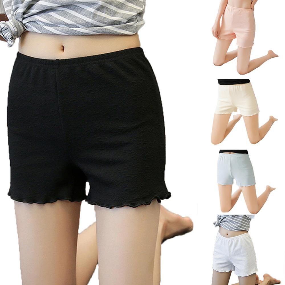 Quần Short An Toàn Mặc Trong Váy Viền Bong Bóng Vải Cotton Mềm Mại Co Giãn Màu Trơn Dành Cho Nữ L7R9