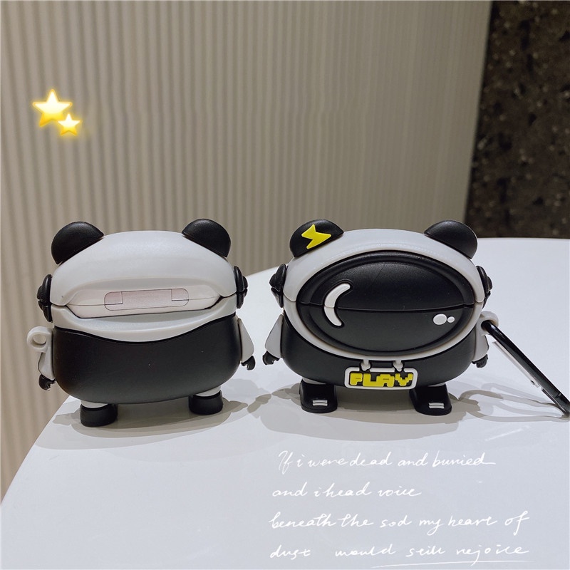 Vỏ Bảo Vệ Hộp Sạc Tai Nghe AirPods3 AirPods3 Pro 2Gen Màu Xám Đen Hình Gấu Dễ Thương Ốp