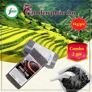 Combo 02 gói Gạo Lứt Phúc Thọ đen không hộp 01kg - Gạo lứt đen - Tốt cho tim mạch và tiểu đường - Vườn Đặc Sản