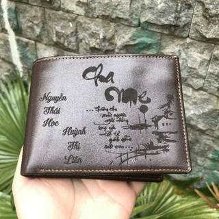Quà tặng gia đình - Tổng hợp các mẫu ví da khắc theo yêu cầu, ví tặng cha và người thân