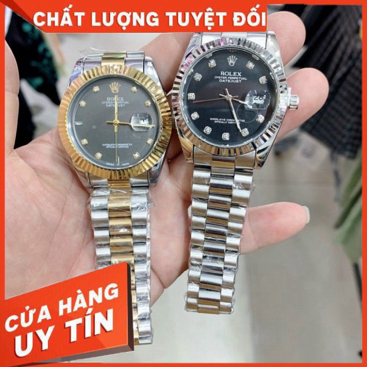 (Rolex.viền trơn) Đồng Nam Rolex156 dây đặc nguyên khối, mạ không rỉ, dây full vàng - Donho.rolex