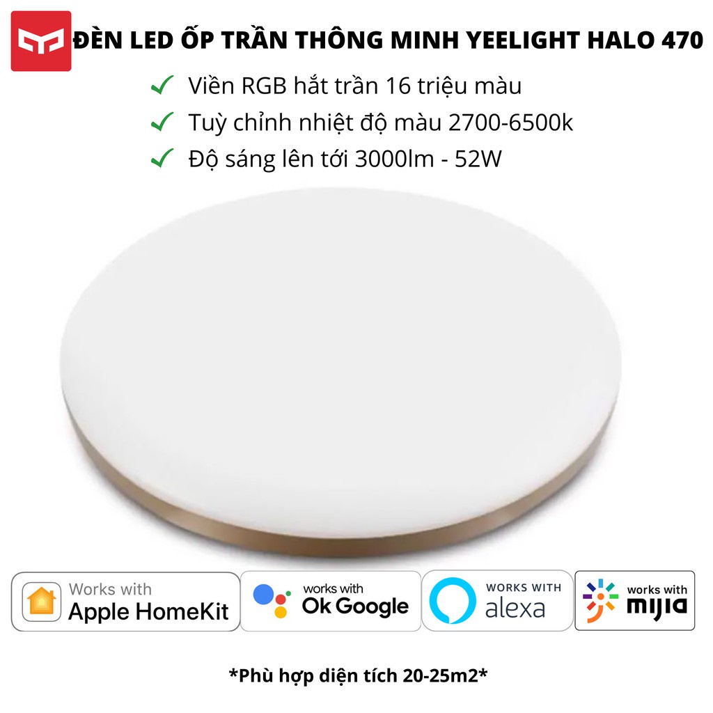 ĐÈN LED ỐP TRẦN THÔNG MINH YEELIGHT HALO PRO2020 470MM , YLXD50YL, RGB 16 TRIỆU MÀU, TÍCH HỢP HOMEKIT