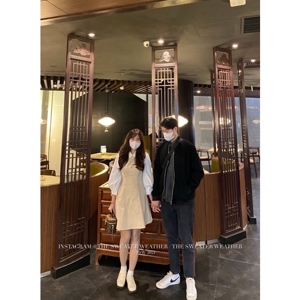 [Mã FAMARAL1 giảm 10K đơn 50K] (Ảnh thật) Váy thô cổ sơ mi chiết eo phối tay phồng trắng the.sweaterweather TSW | BigBuy360 - bigbuy360.vn