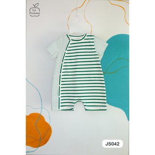 Body cộc tay La Pomme cúc lệch phối kẻ JS042