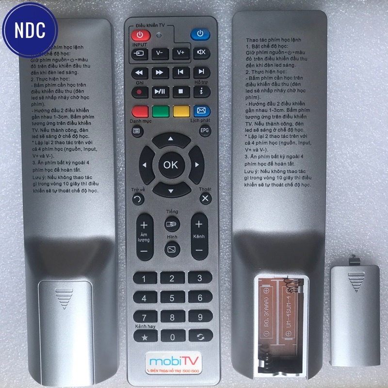 [CHÍNH HÃNG] Remote MobiTV Xịn (Có 4 Nút Học Lệnh)