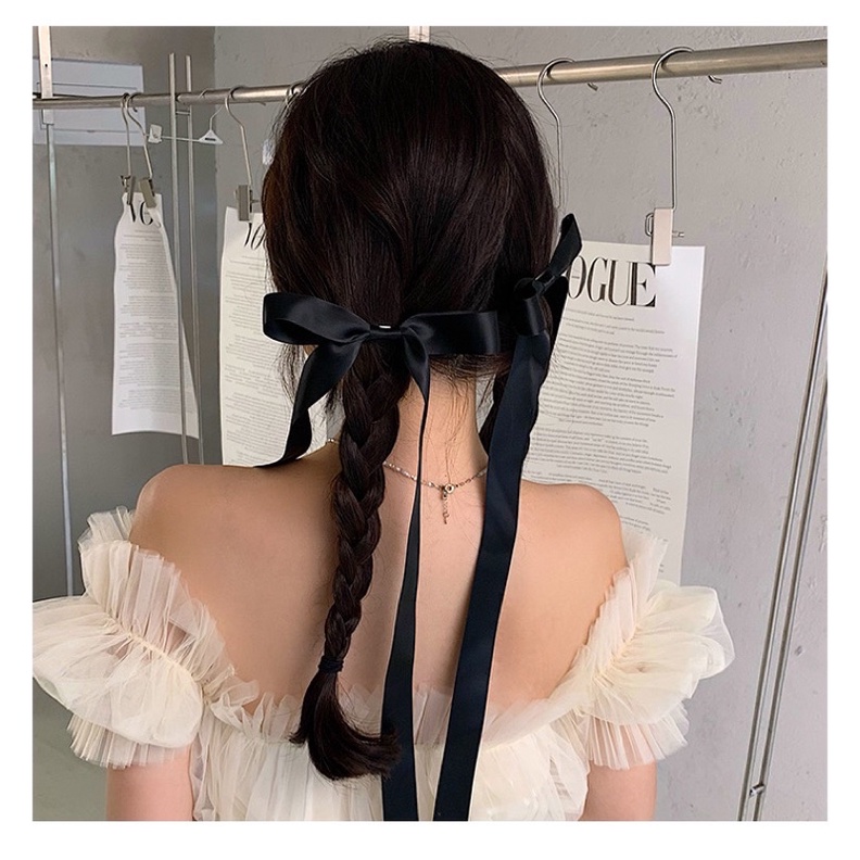 Kẹp tóc hình nơ bằng ruy băng loại dài kiểu Hàn Quốc, phụ kiện tóc nữ dễ thương